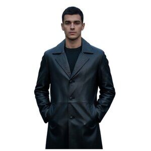 3/4 Length Black Chia Leather Jacket